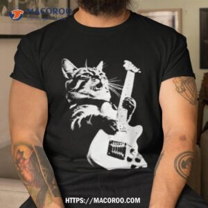 Cat Playing Guitar Kitten Plays Guitarist Rockstar Shirt