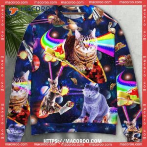 cat ride food in space galaxy sweater vintage christmas sweater 1