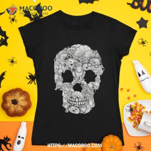 Cat Skull Tee Kitty Skeleton Halloween Costume Lover Shirt, Scary Skull