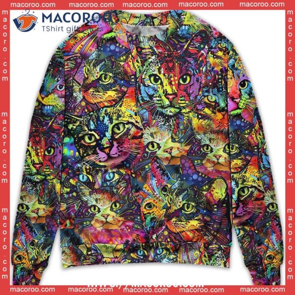 Ugly Cat Sweater Smile Colorfull