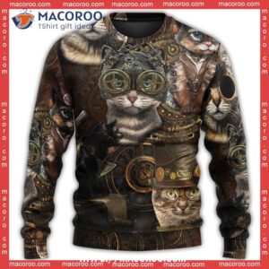 cat streampunk vitage life sweater ugly christmas 2