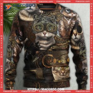 cat streampunk vitage life sweater ugly christmas 3