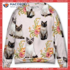 cat tropical floral siamese sweater grinch ugly sweater 0