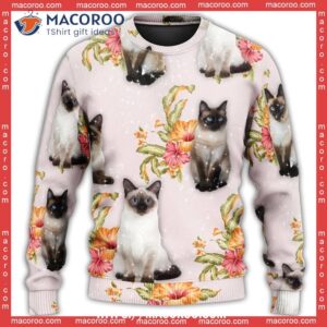 cat tropical floral siamese sweater grinch ugly sweater 2