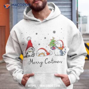 cats with santa hat merry catmas cat lover christmas gift shirt cute santa claus hoodie