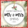 Ceramic Christmas Ornament, Just Married Personalized Wedding Gift, Couple Gifts,our First Ornament