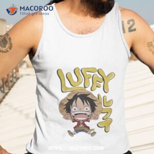 chibi luffy with bubble name and kanji shirt tank top 3