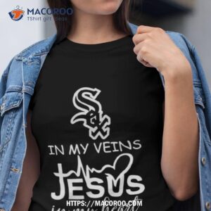 chicago white sox logo 2023 in my veins jesus in my hearshirt tshirt