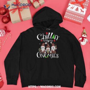 chillin with my gnomies christmas red gnomes plaid buffalo shirt beach snowman hoodie