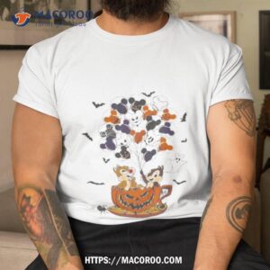 chip n dale with mickey balloons pumpkin tea cup halloween 2023 shirt tshirt