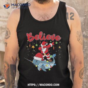 christmas believe santa riding narwhal with hat shirt santa clause 4 tank top