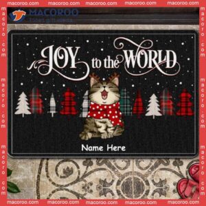 Christmas Custom Doormat, Joy To The World Starry Night Holiday Gifts For Cat Lovers