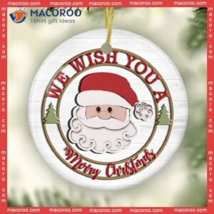 Christmas Decor,santa Ornament, Tree Decor, We Wish You A Merry Christmas, Ceramic Santa Holiday Ornament