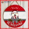 Christmas Dog Welcome Door Sign, Gift For Lovers, Black Plaid Bow Home Sweet Signs , Mom Gifts