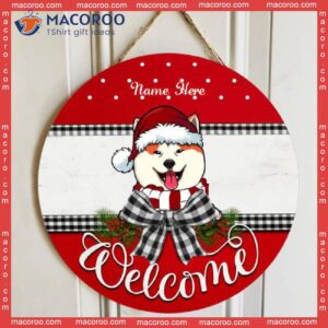 Christmas Dog Welcome Door Sign, Gift For Lovers, Black Plaid Bow Home Sweet Signs , Mom Gifts