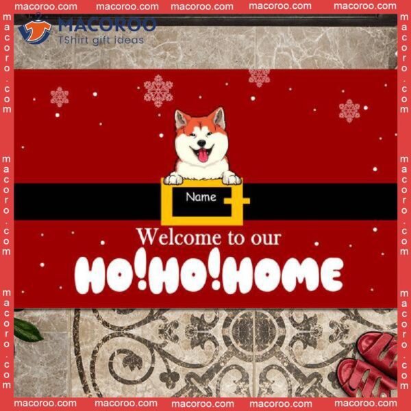 Christmas Dog Welcome Mat, To Our Ho Home Front Door Gifts For Lovers