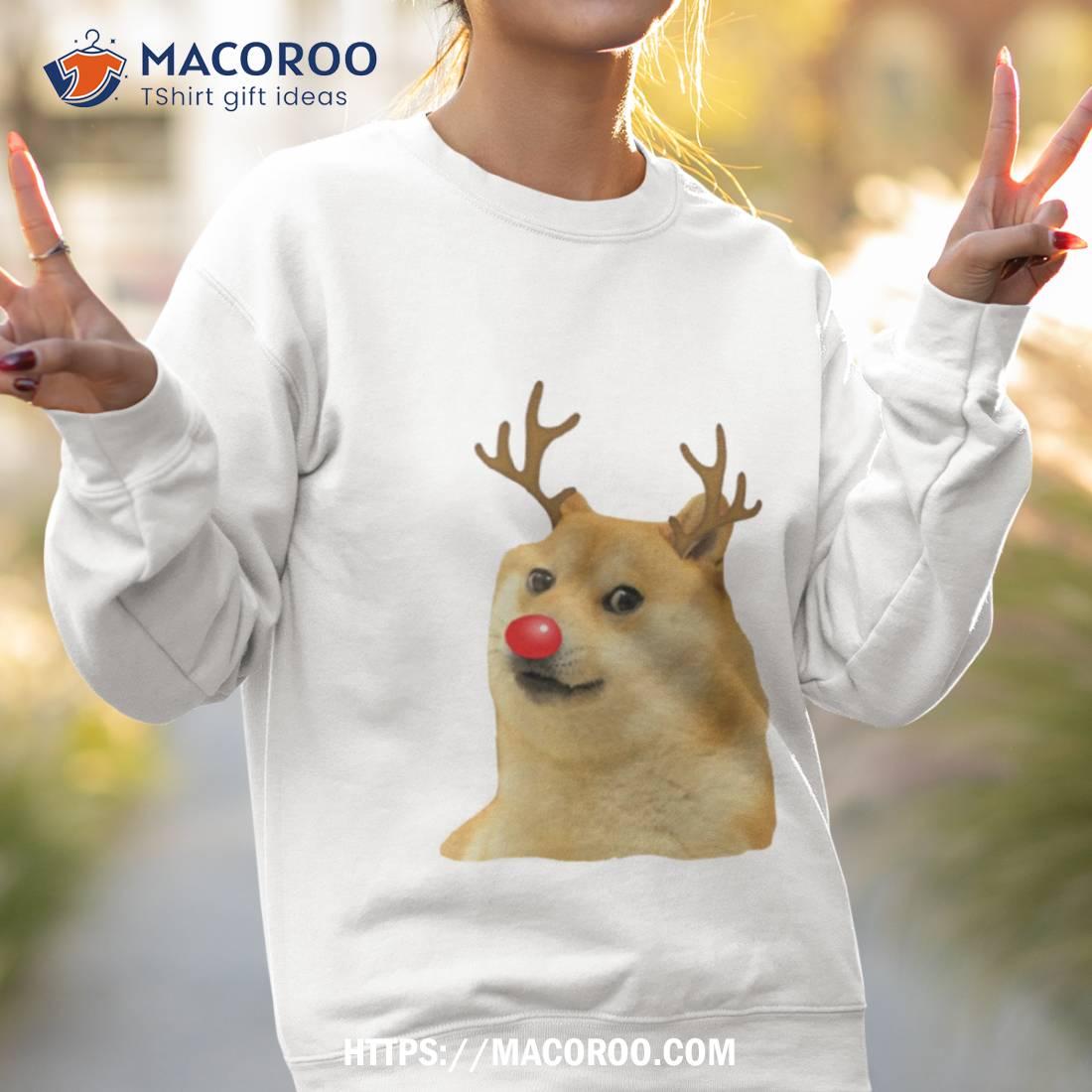 Christmas Doge Meme Doggo Holiday Season Antlers And Red Nose Shirt Christmas Doge Meme Doggo Holiday Season Antlers And Red Nose Shirt
