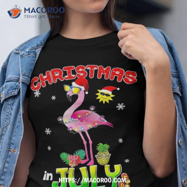 Christmas In July Flamingo Summer Beach Vacation Shirt