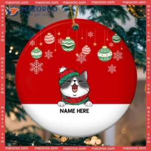 Christmas Ornament, Personalized Cat Breeds Bauble & Snowflake Circle Ceramic Ornament