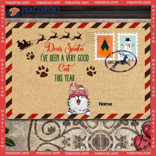 Christmas Personalized Doormat, Dear Santa We’ve Been Very Good Cats This Year Front Door Mat, Gifts For Cat Lovers