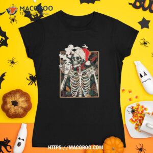 christmas skeleton drinking coffee halloween costumes shirt spooky scary skeletons tshirt 1