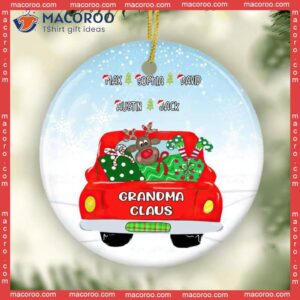 Christmas Truck Ornament, Custom Grandma Ornament With Grandkids Name, Gift For Grandma, Gift,grandma Claus Ornaments