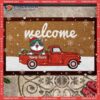 Christmas Welcome Mat, Gifts For Cat Lovers, Xmas Cats On The Red Truck Personalized Doormat