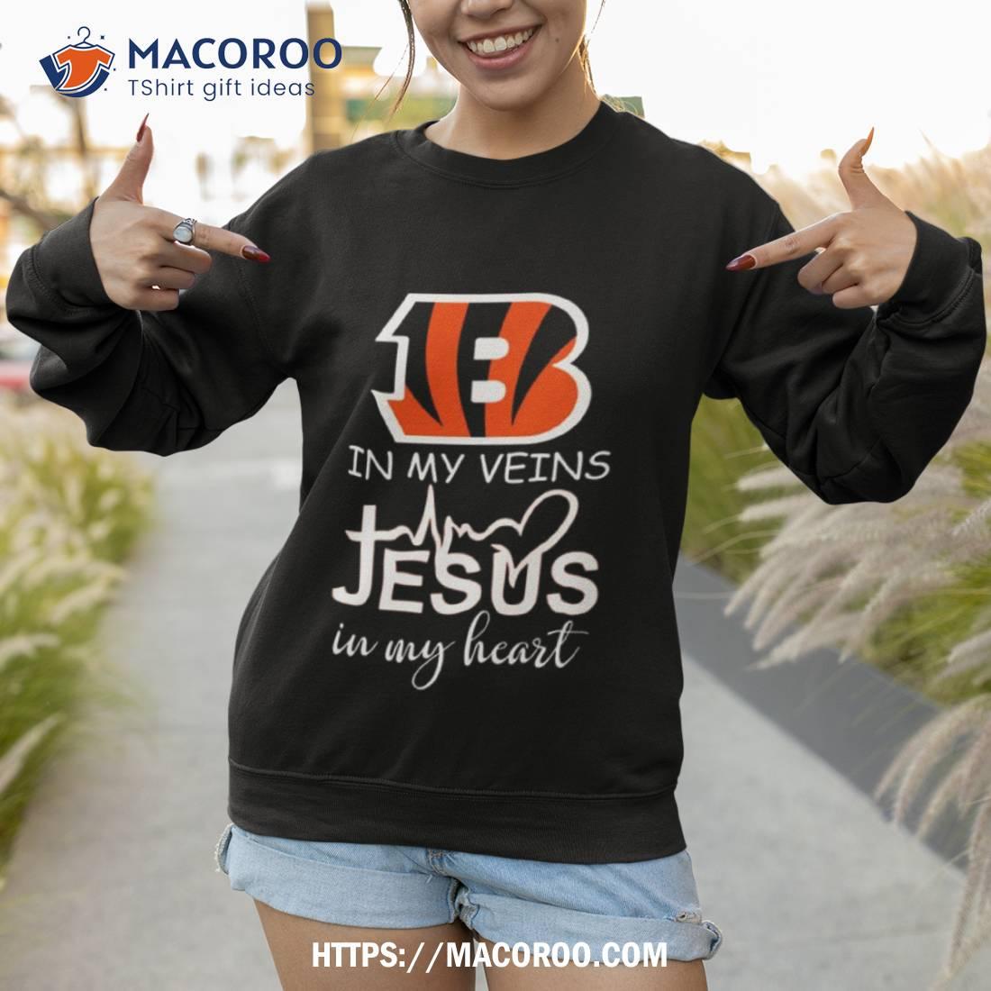 Cincinnati Bengals Logo 2023 In My Veins Jesus In My Heart Shirt