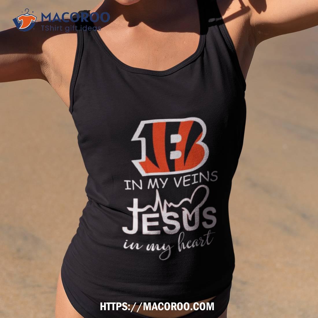 Cincinnati Bengals Logo 2023 In My Veins Jesus In My Heart Shirt