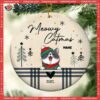 Circle Ceramic Ornament, Xmas Gifts For Cat Lovers,meowy Catmas, Plaid Bauble, Personalized Breeds Ornament