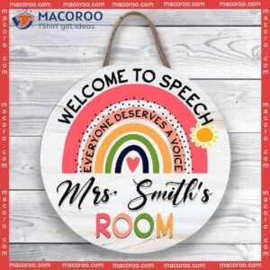 Classroom Decor, Speech Teacher Sign, Room Therapist Door Name Sign Slp, Rainbow Teacher,welcome To