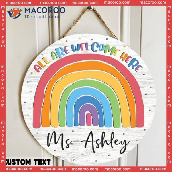 Classroom Signs, Teacher Gift, Rainbow Wall Hanging, Sign For Door,personalized Name, Door Sign,