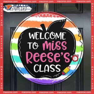 Classroom Welcome Door Sign, Back To School Gift, Custom Teacher Name Personalized Round Wooden Sign