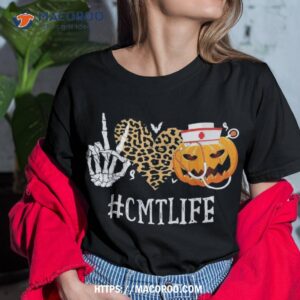 cmt certified massage therapist peace love pumpkin halloween shirt tshirt