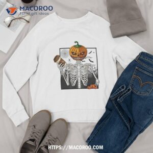 coffee drinking skeleton pumpkin halloween costume shirt bulk halloween favors sweatshirt