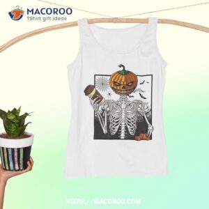 coffee drinking skeleton pumpkin halloween costume shirt bulk halloween favors tank top