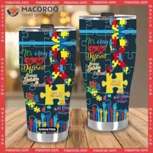 colorful autism awareness steel tumbler 3