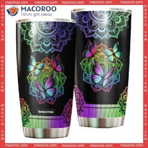 colorful butterfly mandala stainless steel tumbler 0
