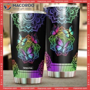 colorful butterfly mandala stainless steel tumbler 1