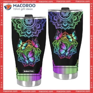 colorful butterfly mandala stainless steel tumbler 2