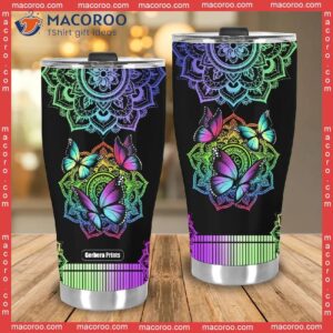 colorful butterfly mandala stainless steel tumbler 3