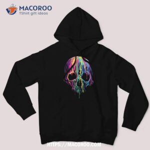 colorful melting skull art graphic halloween tshirt sugar skull pumpkin hoodie