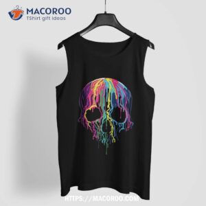 colorful melting skull art graphic halloween tshirt sugar skull pumpkin tank top