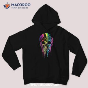 Colorful Melting Skull Halloween Boys Rainbow Graphic Art Shirt, Scary Skull
