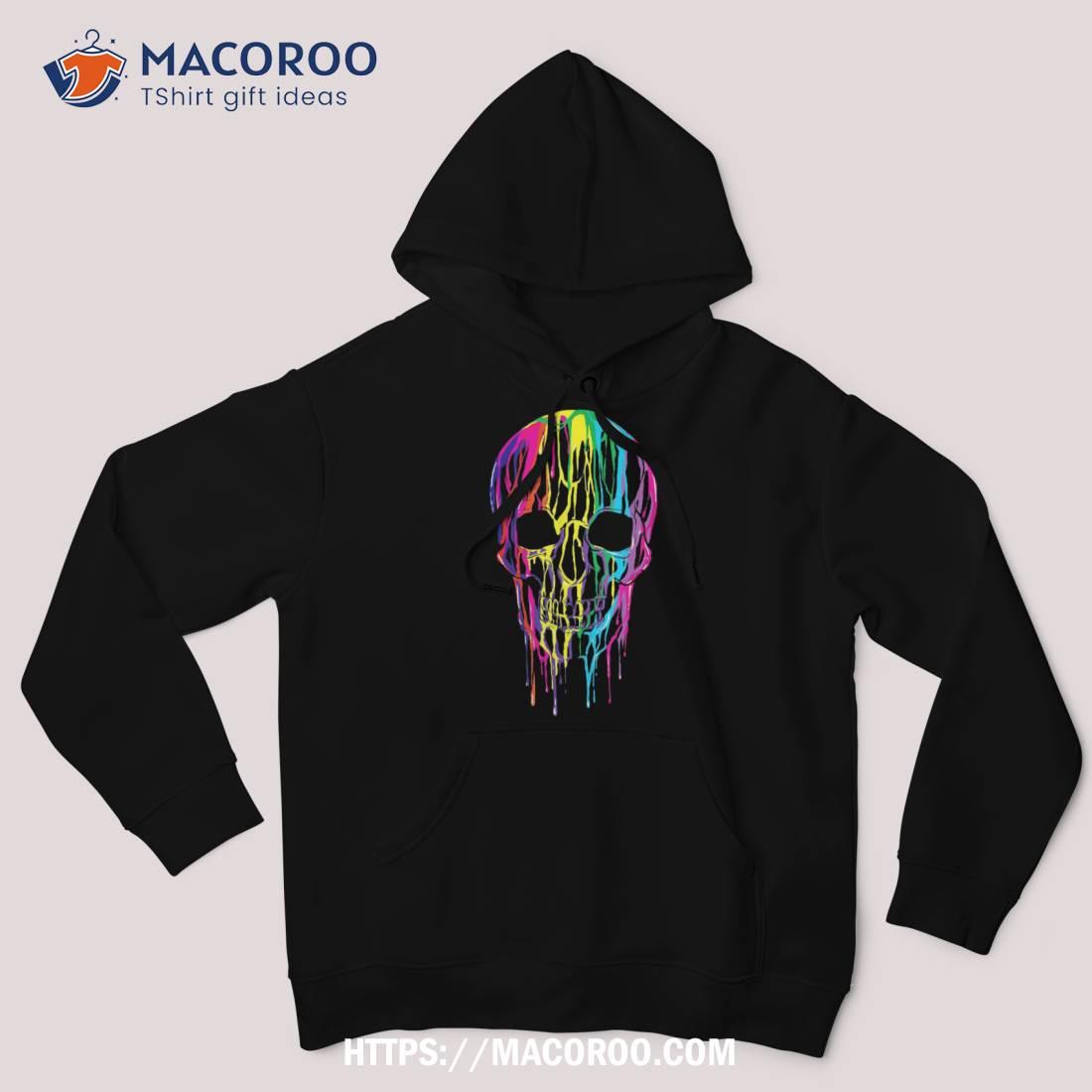 Colorful Melting Skull Halloween Boys Rainbow Graphic Art Shirt