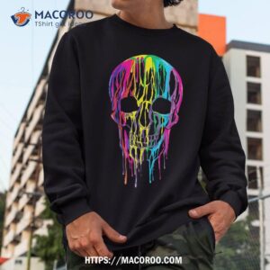 colorful melting skull halloween boys rainbow graphic art shirt scary skull sweatshirt