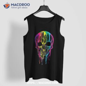 colorful melting skull halloween boys rainbow graphic art shirt scary skull tank top