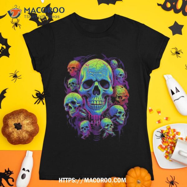 Colorful Skulls Artistic Skeleton Head Halloween Costume Shirt, Skeleton Head