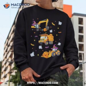 construction vehicle halloween crane truck pumpkin boys kids shirt sweatshirt