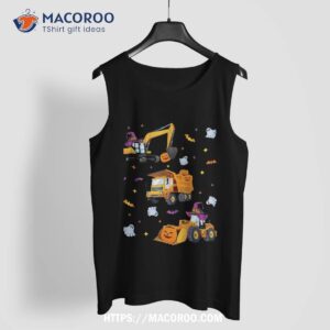 construction vehicle halloween crane truck pumpkin boys kids shirt tank top